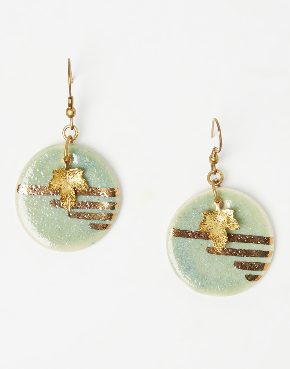 Ceramic Green Dangle Earrings