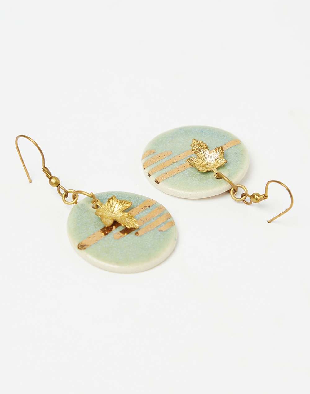 Ceramic Green Dangle Earrings