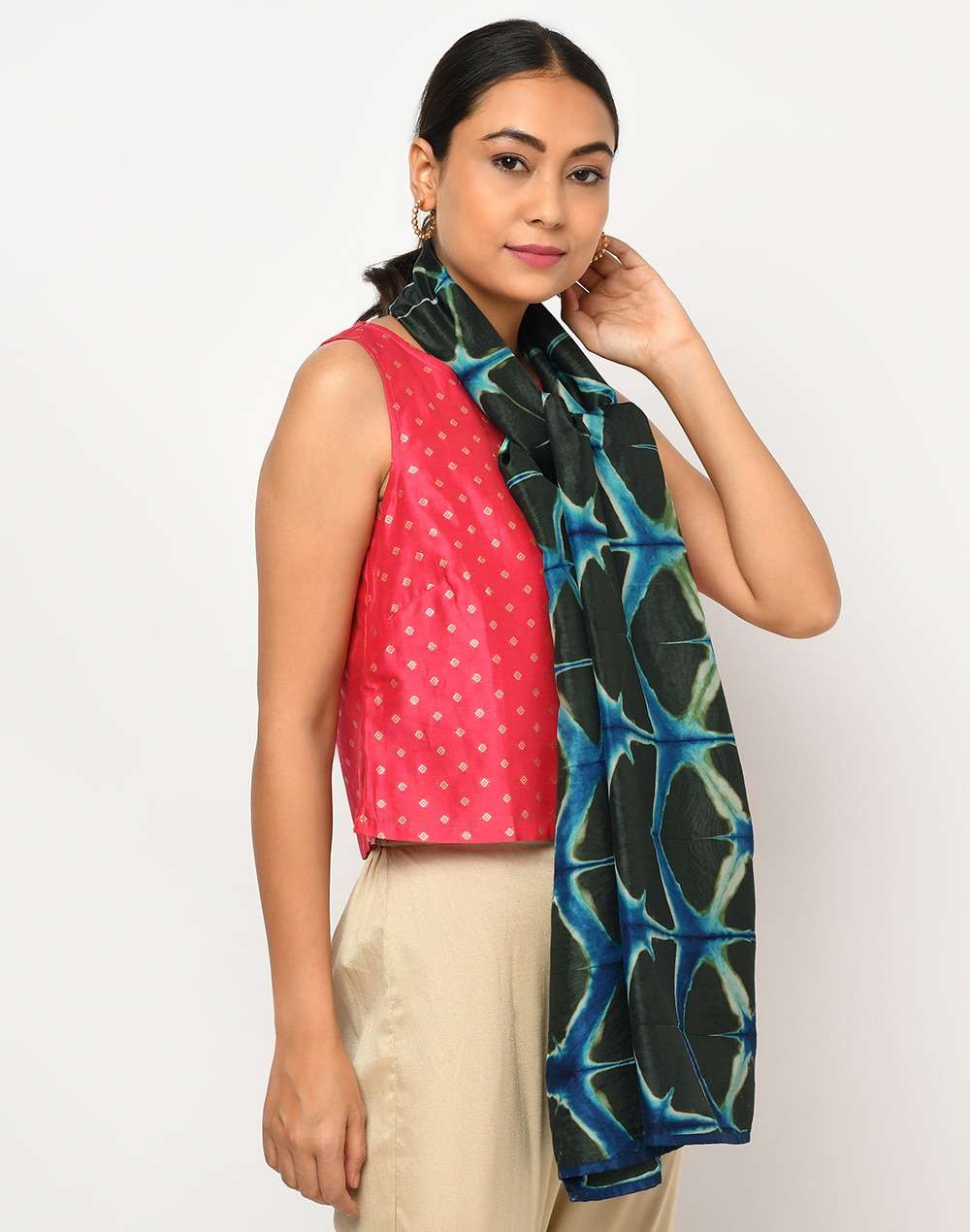 Silk Tie And Dye Shibori Stole