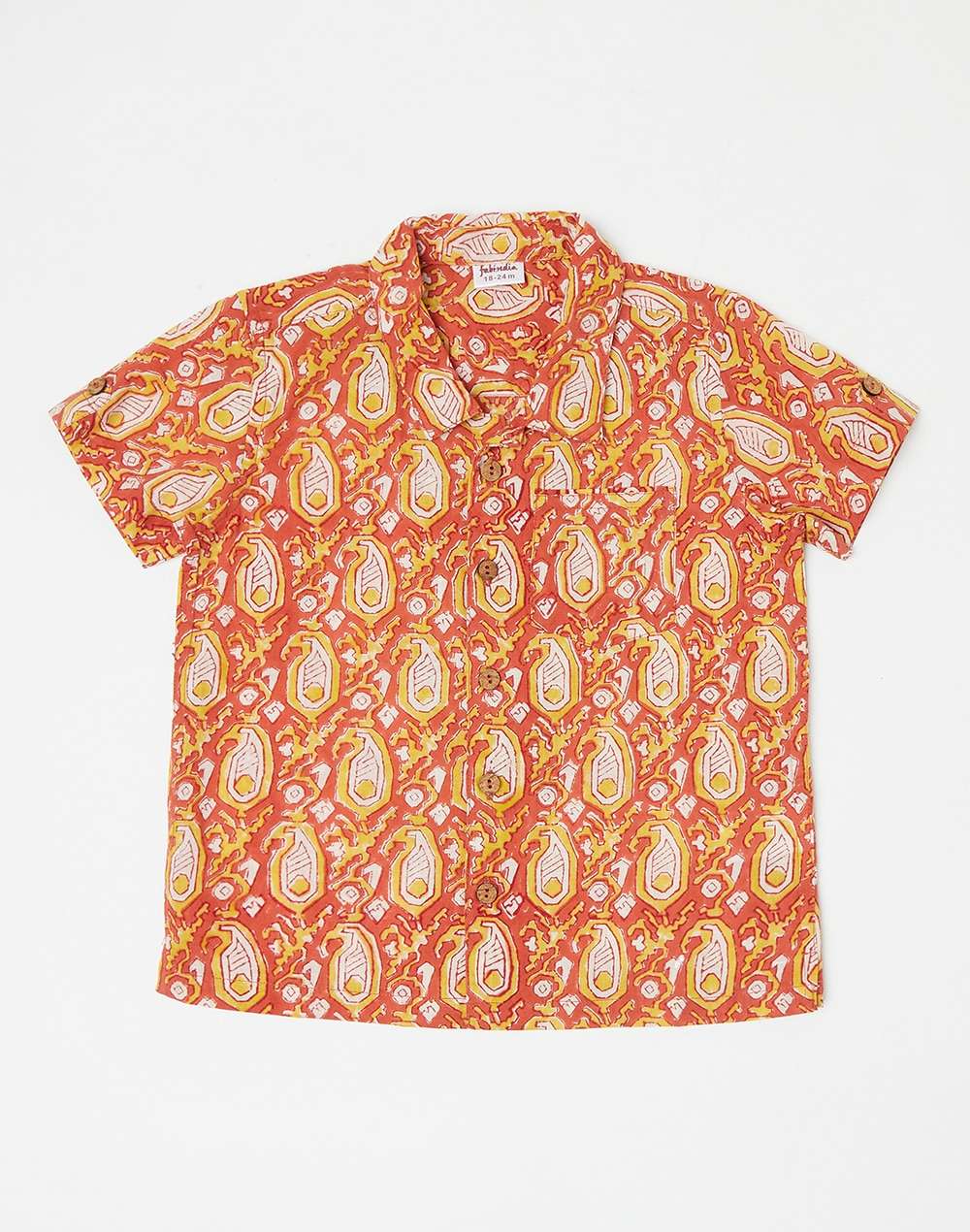 Cotton Slub Block Printed Shirt
