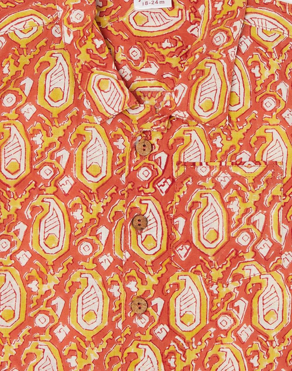 Cotton Slub Block Printed Shirt