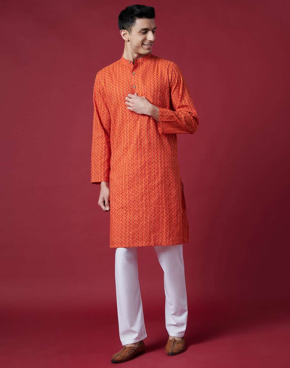 Cotton Striped Slim Long Kurta