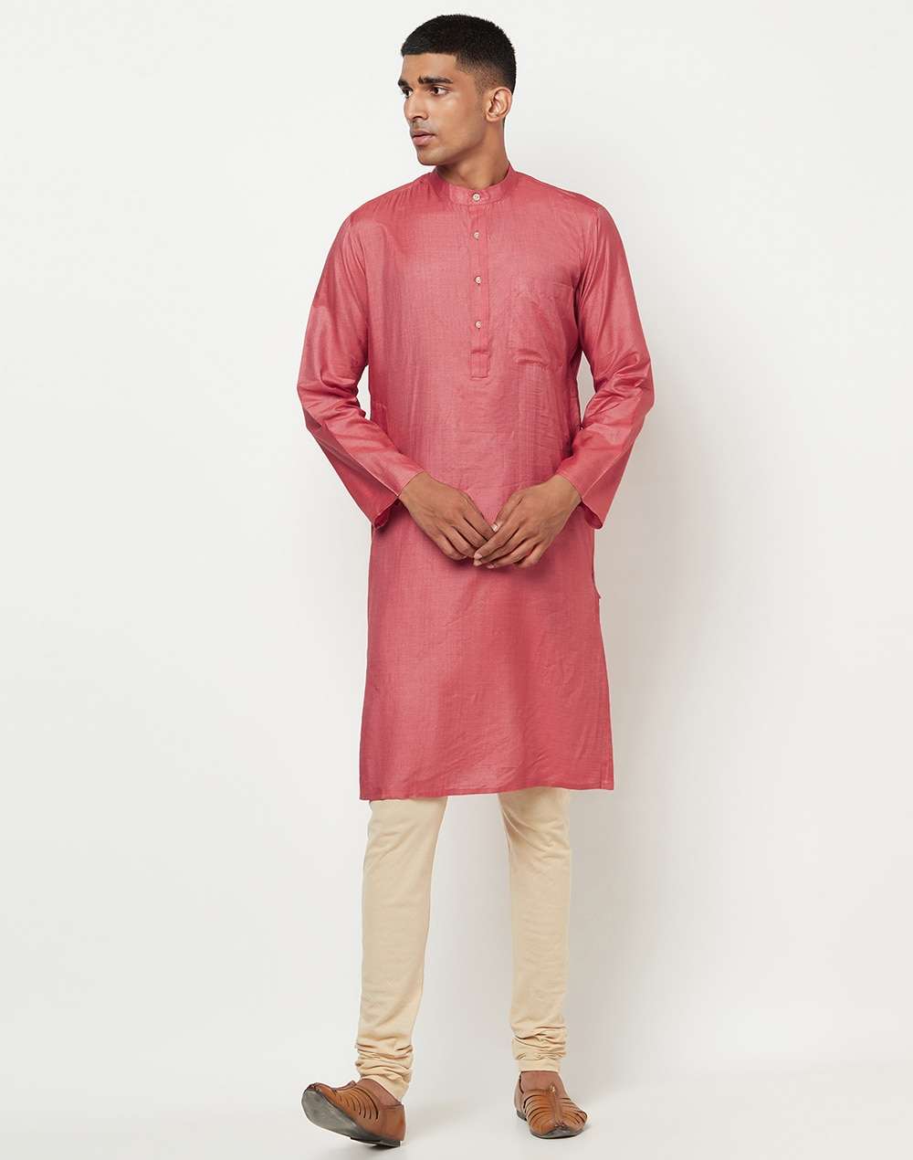 Silk Tussar Spun Slim Fit Long Kurta
