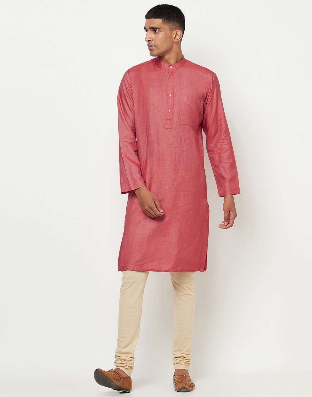 Silk Tussar Spun Slim Fit Long Kurta