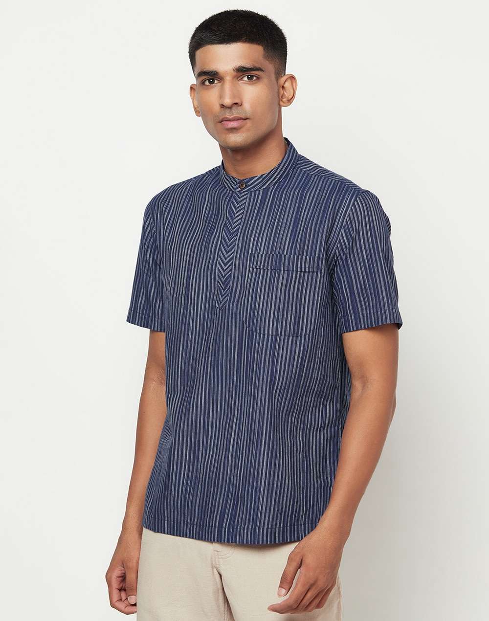 Cotton Striped Mid Placket Shirt