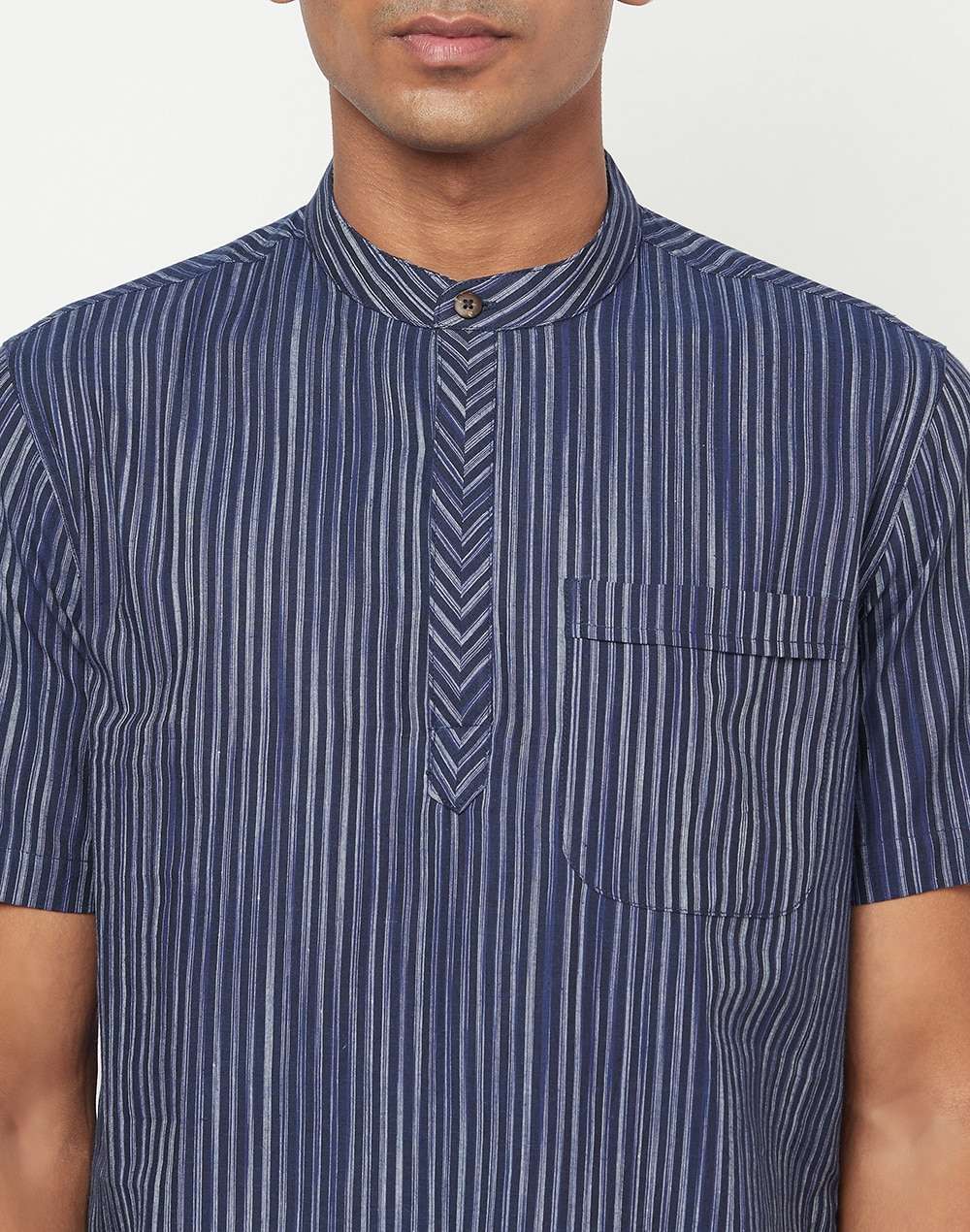 Cotton Striped Mid Placket Shirt