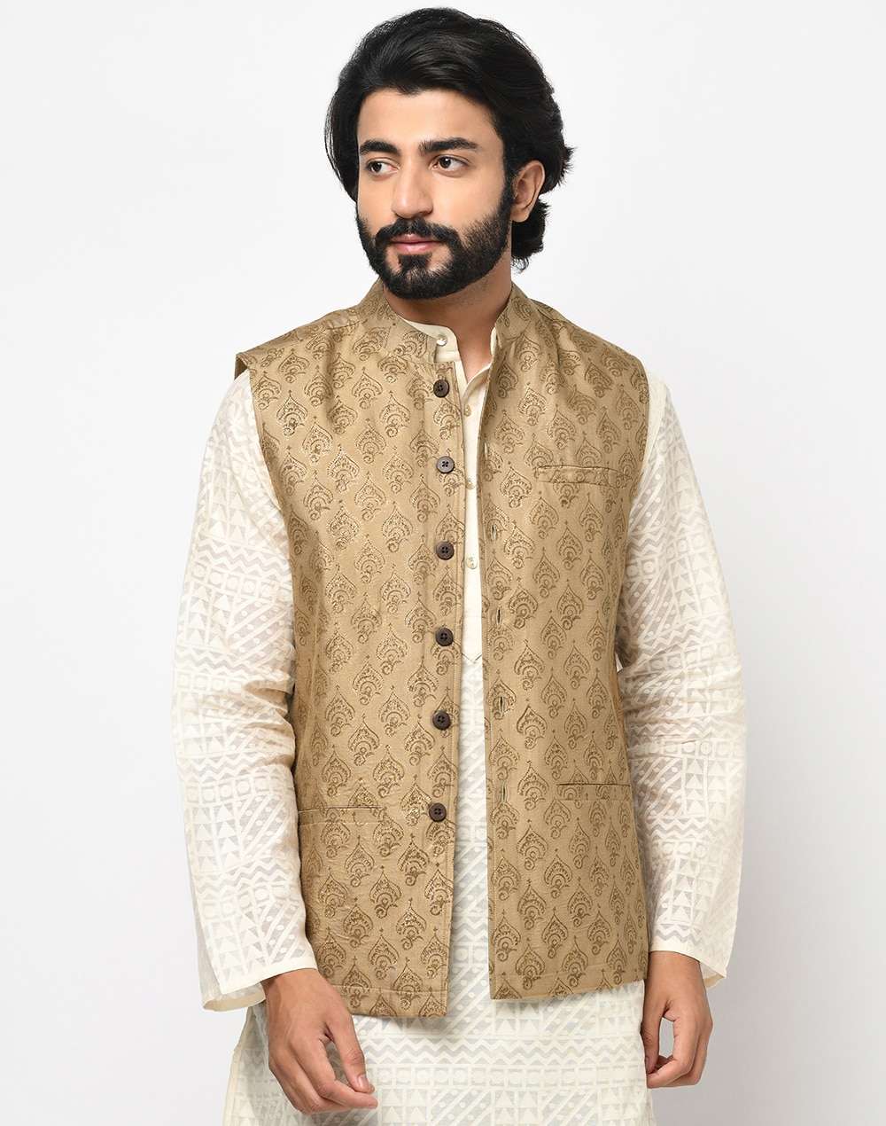 Viscose Tussar Kosi Nehru Jacket