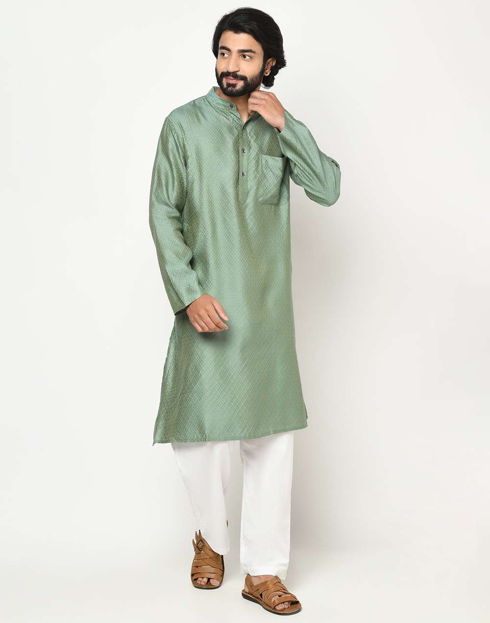 Viscose Silk Jacquard Long Kurta