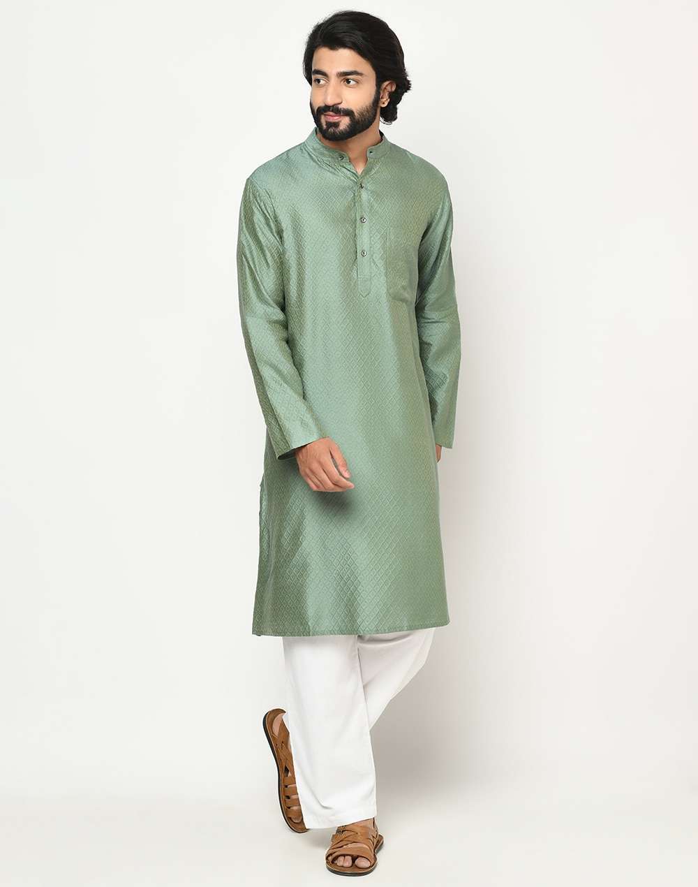 Viscose Silk Jacquard Long Kurta