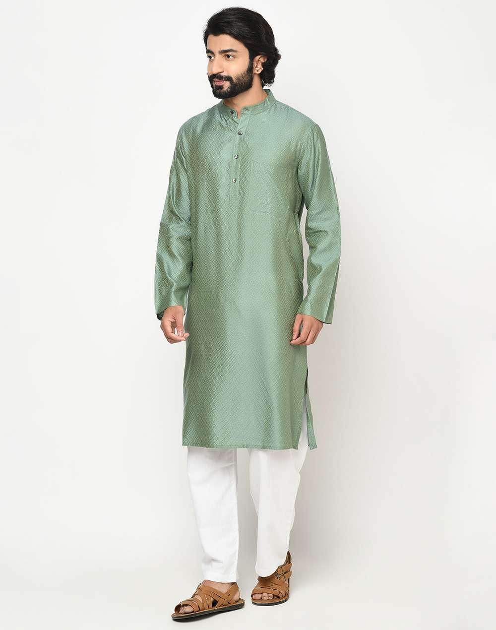 Viscose Silk Jacquard Long Kurta