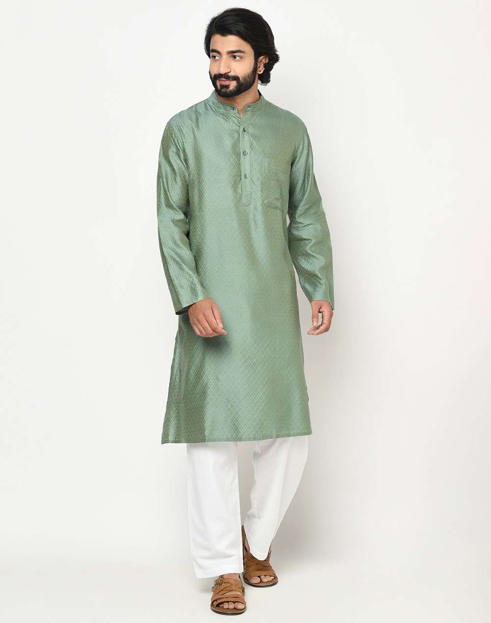 Viscose Silk Jacquard Long Kurta
