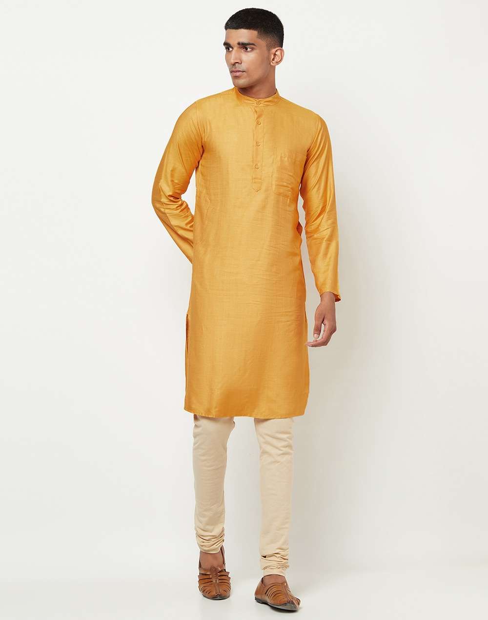 Viscose Tussar Slim Fit Long Kurta