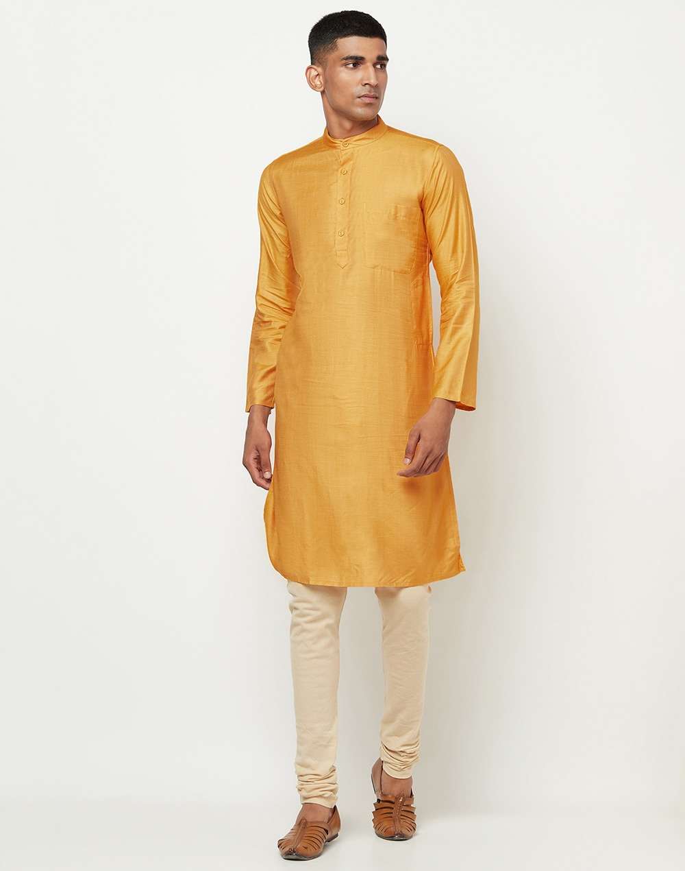 Viscose Tussar Slim Fit Long Kurta