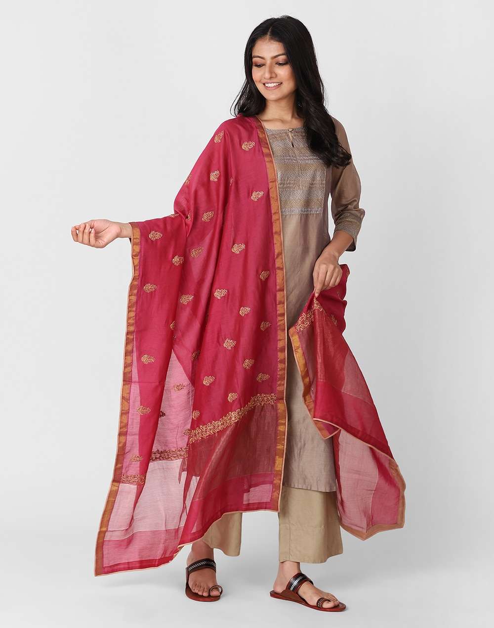 Cotton Silk Embroidered Dupatta
