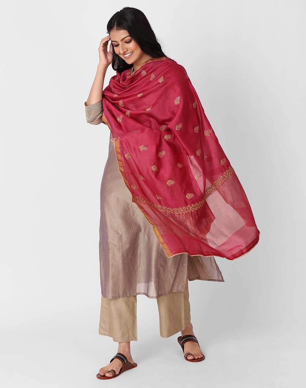 Cotton Silk Embroidered Dupatta