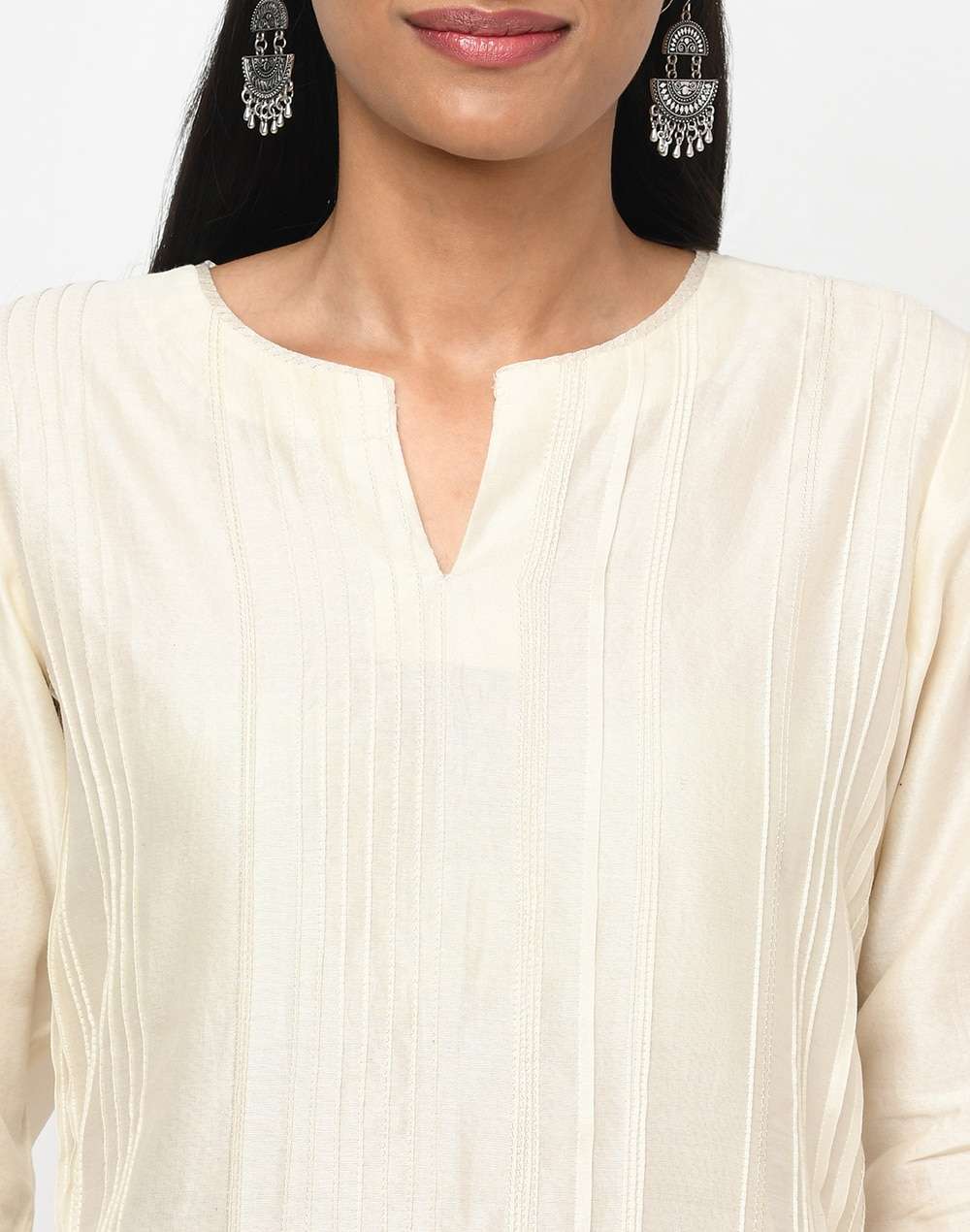 Cotton Silk Pintuck Long Kurta