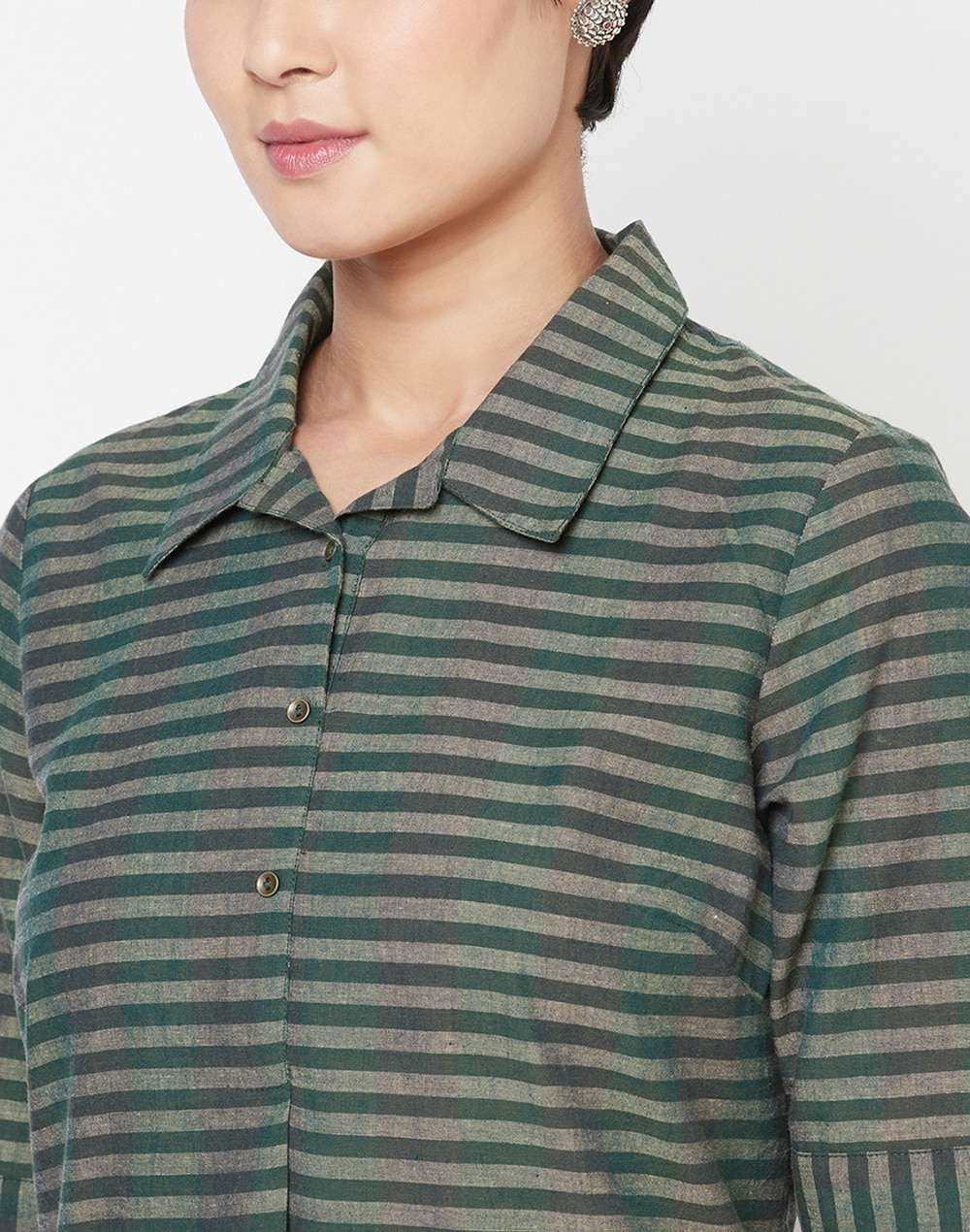 Cotton Check Asymmetric Long Kurta