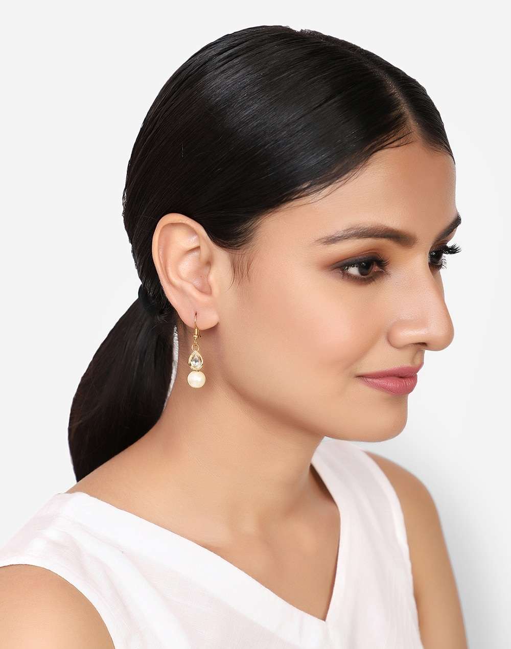 Metal White Dangler Earring