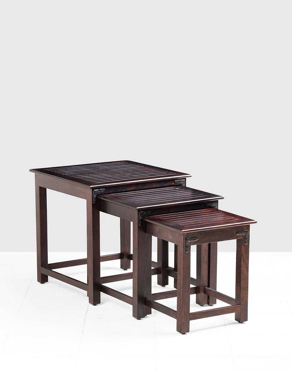 Buy Slatted Nesting Table Set Of 3 Online at Fabindia | 20062957
