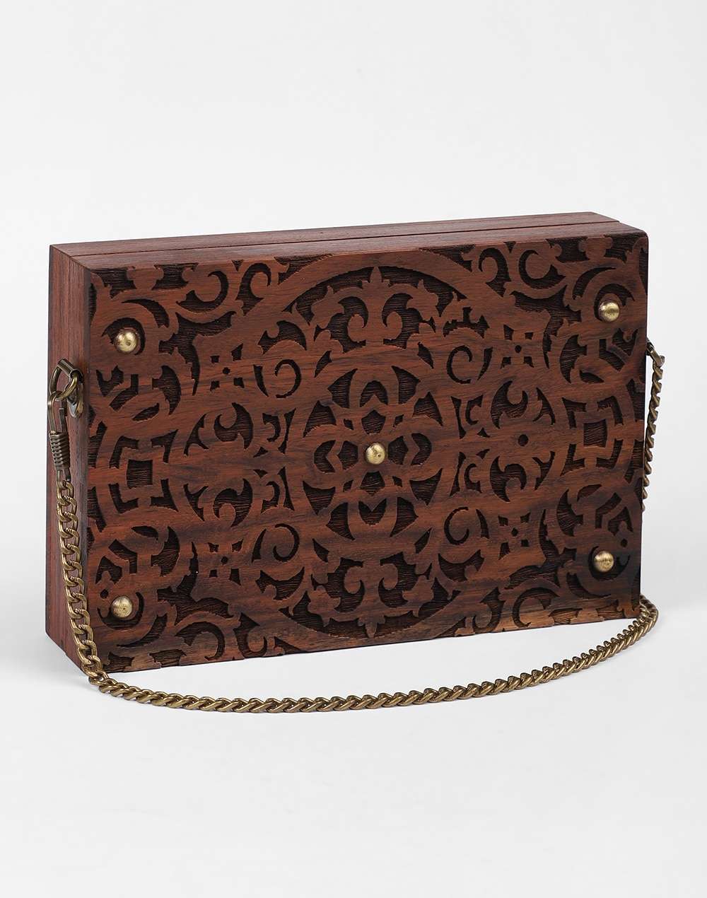 Wooden Carved Clutch Bag