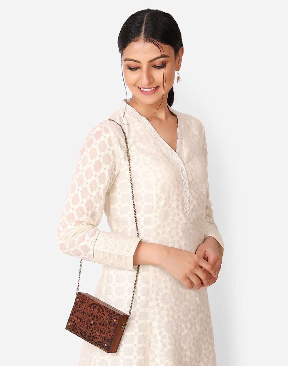 Wooden Carved Clutch Bag