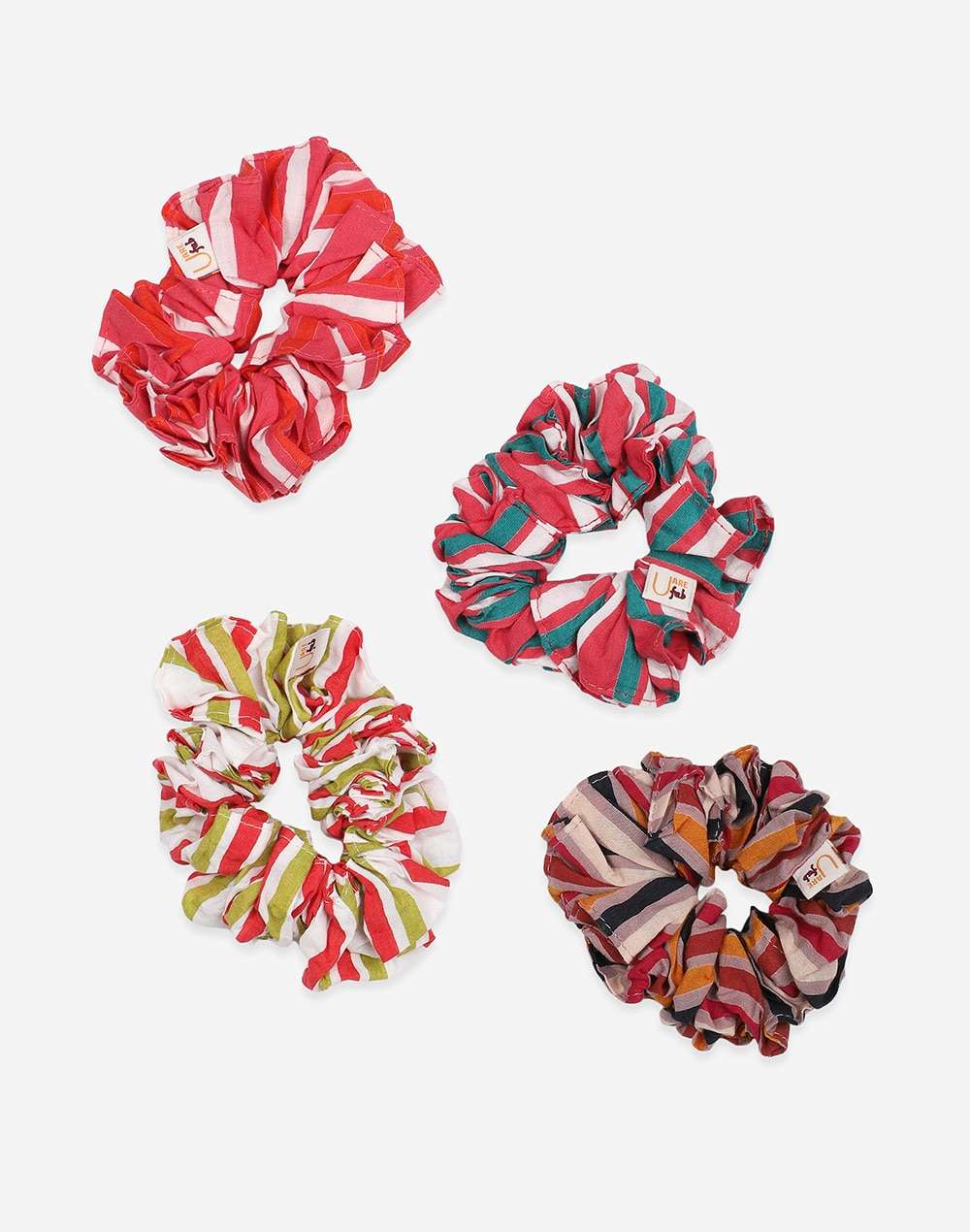FabNu Cotton Striped Hair Ruffle Set Of 4