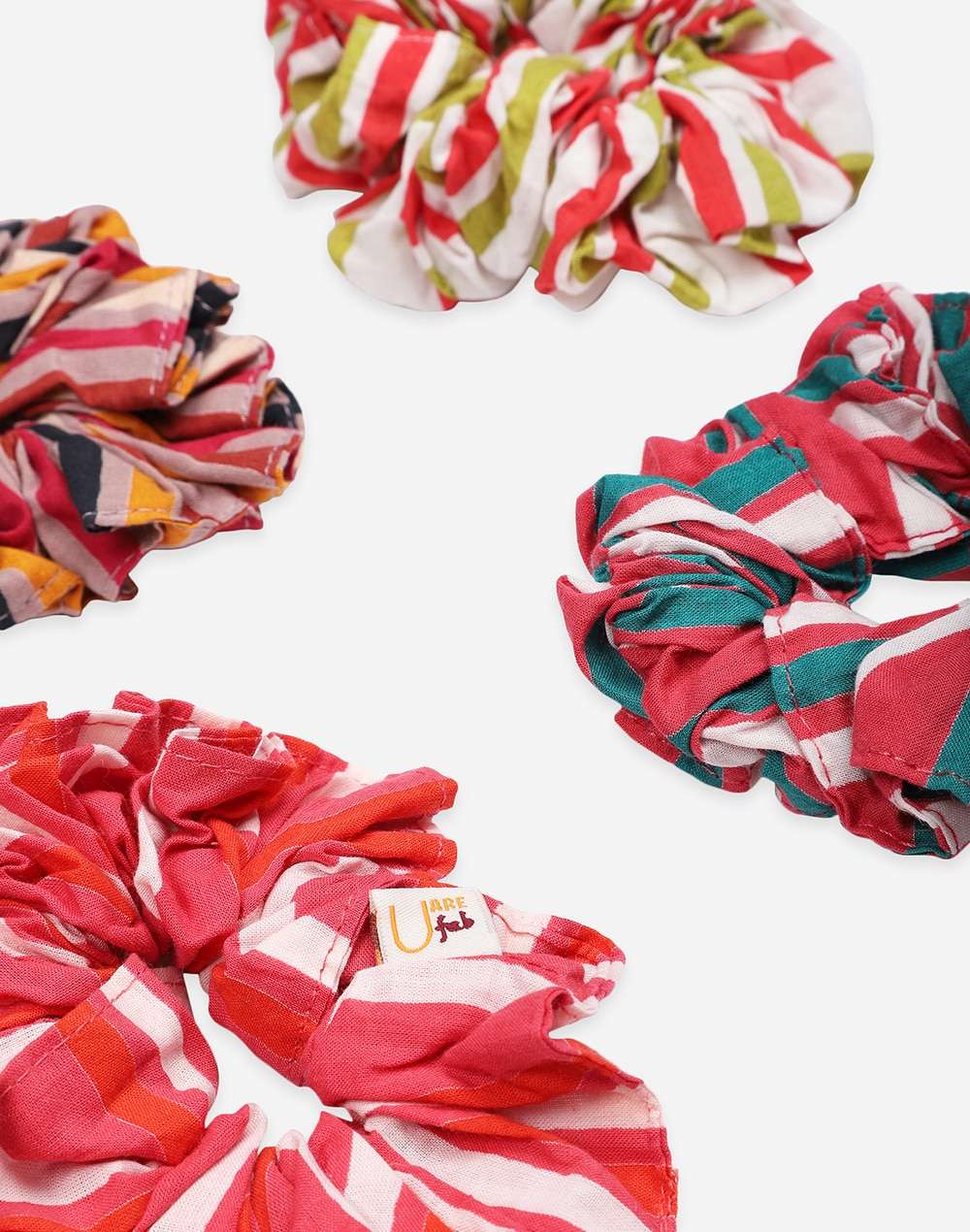 FabNu Cotton Striped Hair Ruffle Set Of 4