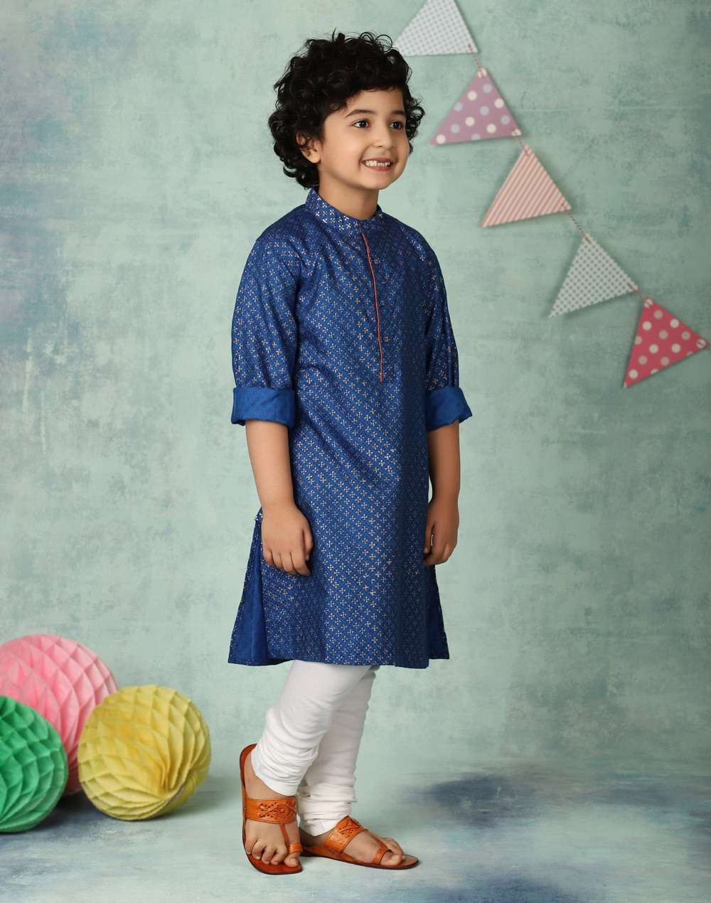 Blue Viscose Silk Hand Block Printed Long Kurta