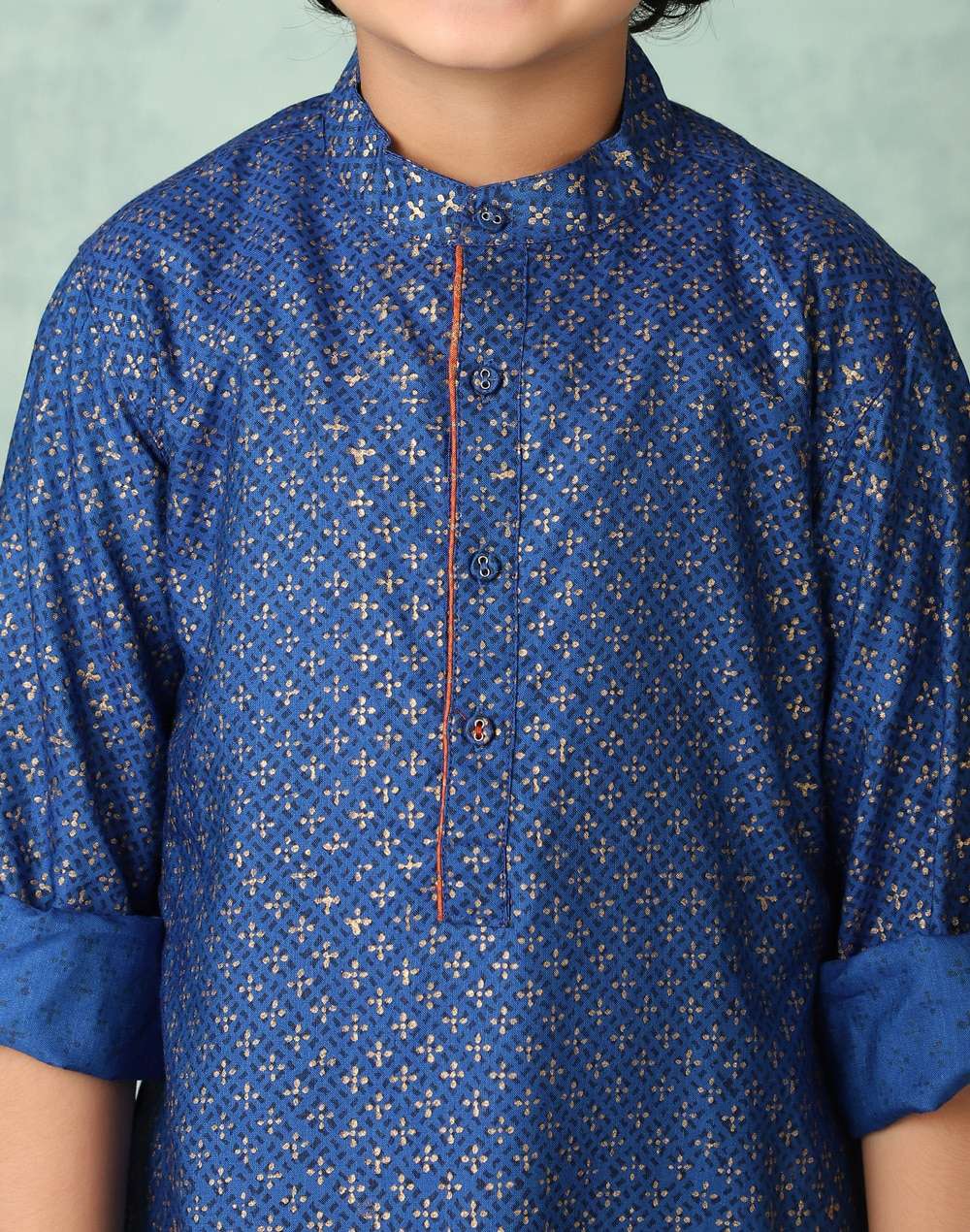 Blue Viscose Silk Hand Block Printed Long Kurta