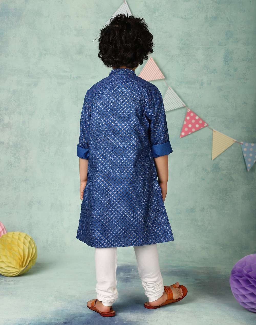 Blue Viscose Silk Hand Block Printed Long Kurta