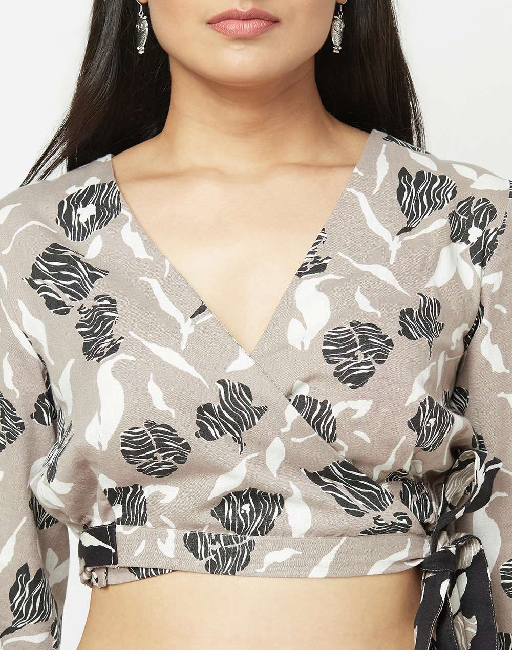 FabNu Cotton Linen Flax Printed Top