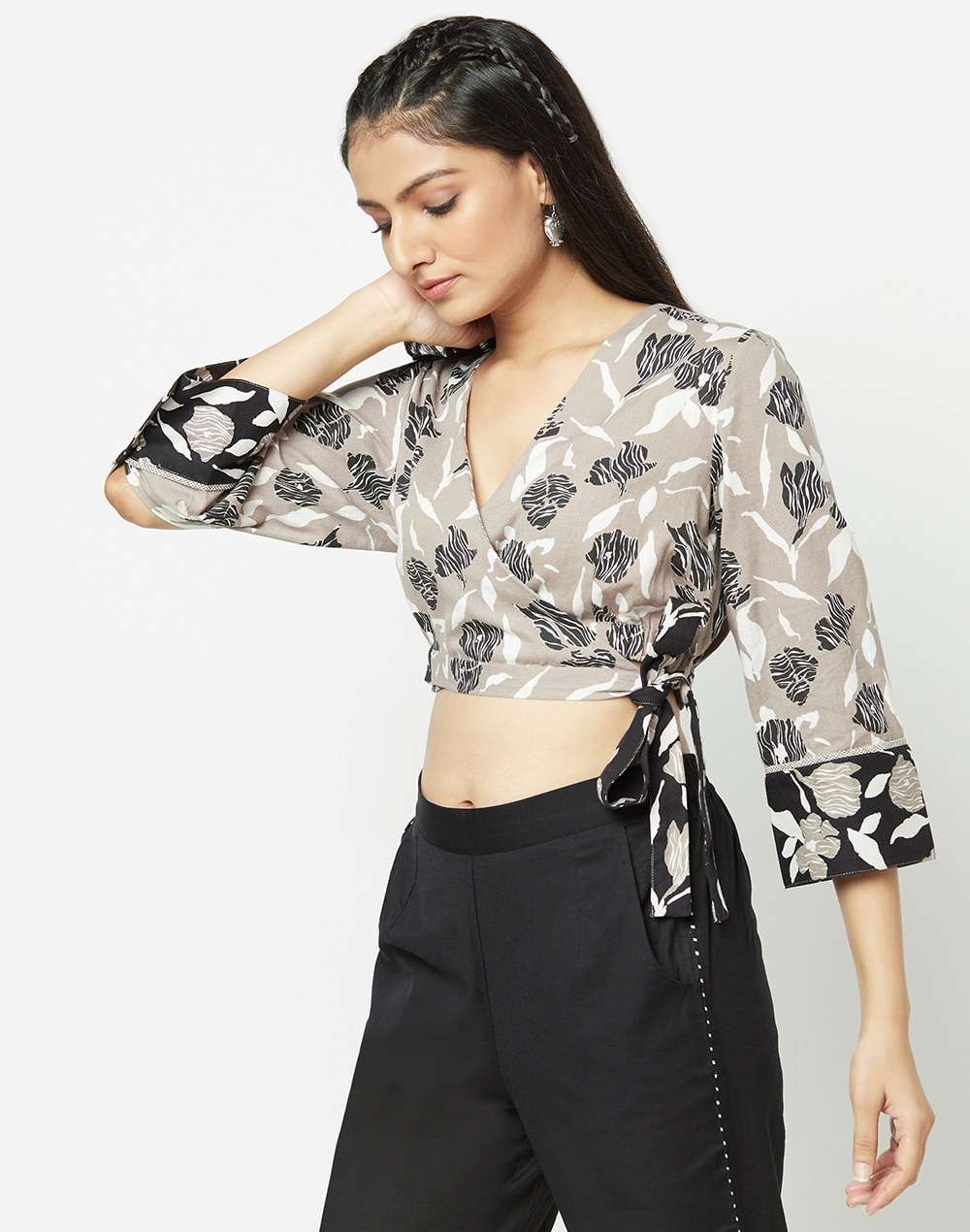 FabNu Cotton Linen Flax Printed Top