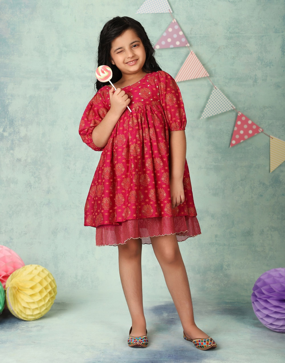 Buy Cotton Silk Ganga Dress for Kids Online at Fabindia | 10699192