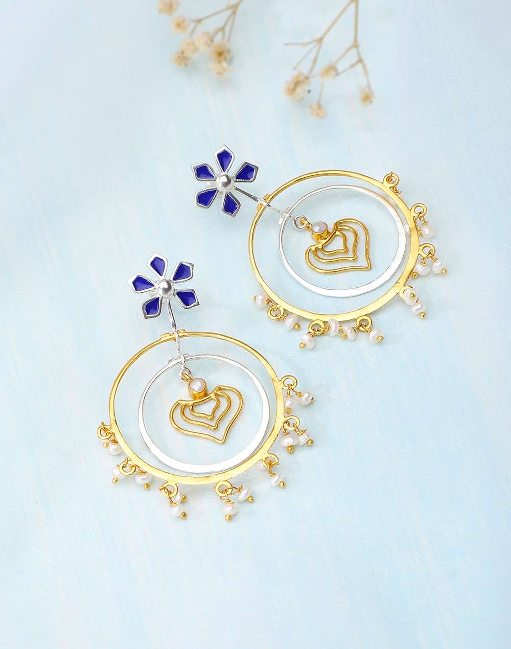 Silver Two Tone Dangler Earrings