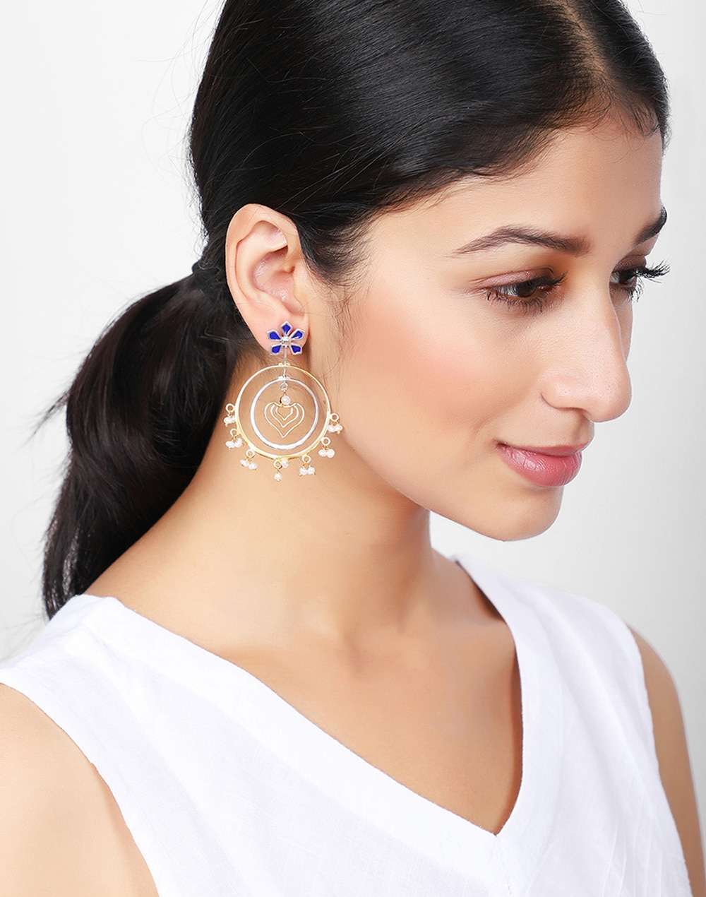 Silver Two Tone Dangler Earrings