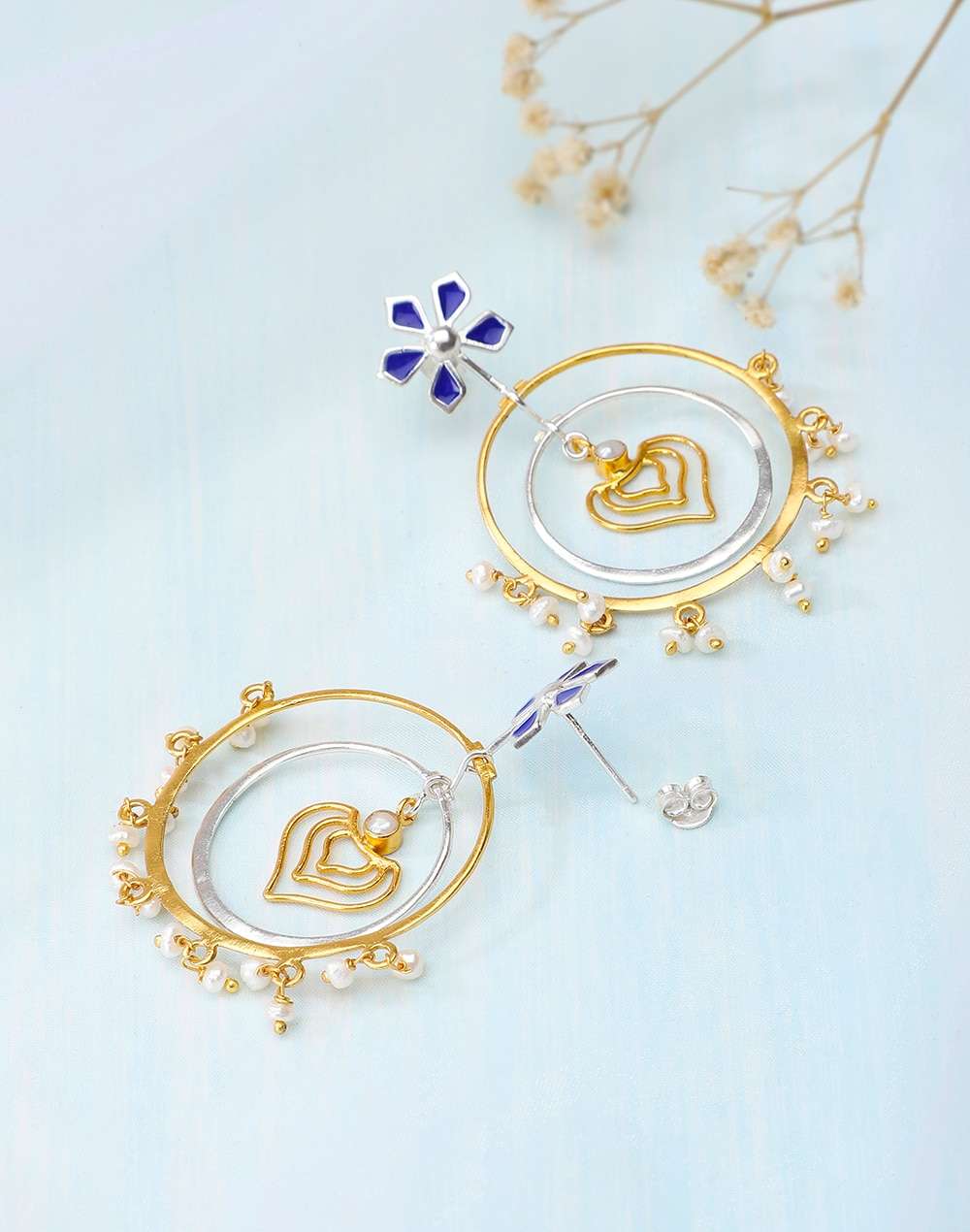 Silver Two Tone Dangler Earrings