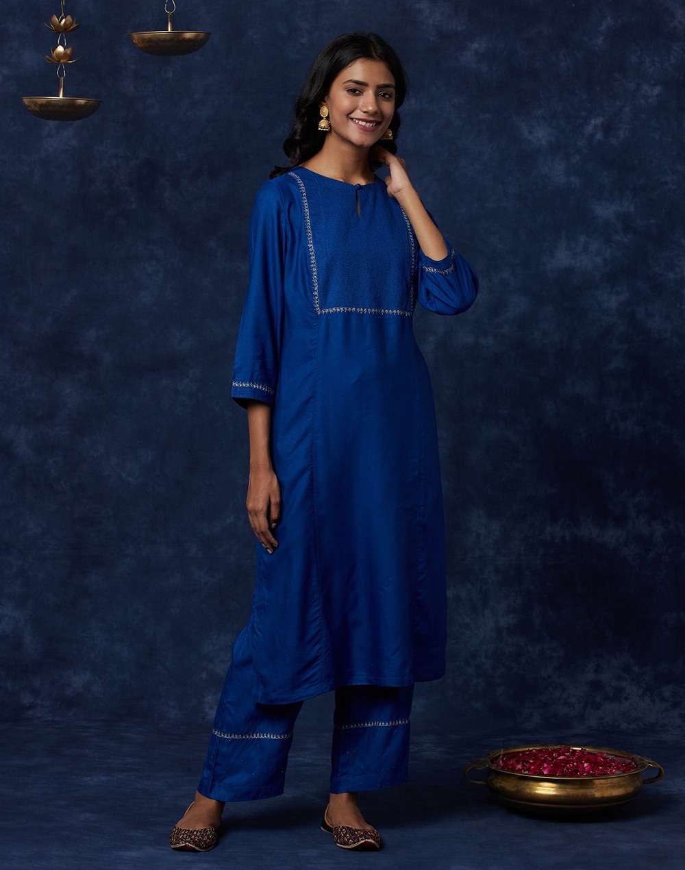 Viscose Tussar Embroidered Kurta Set