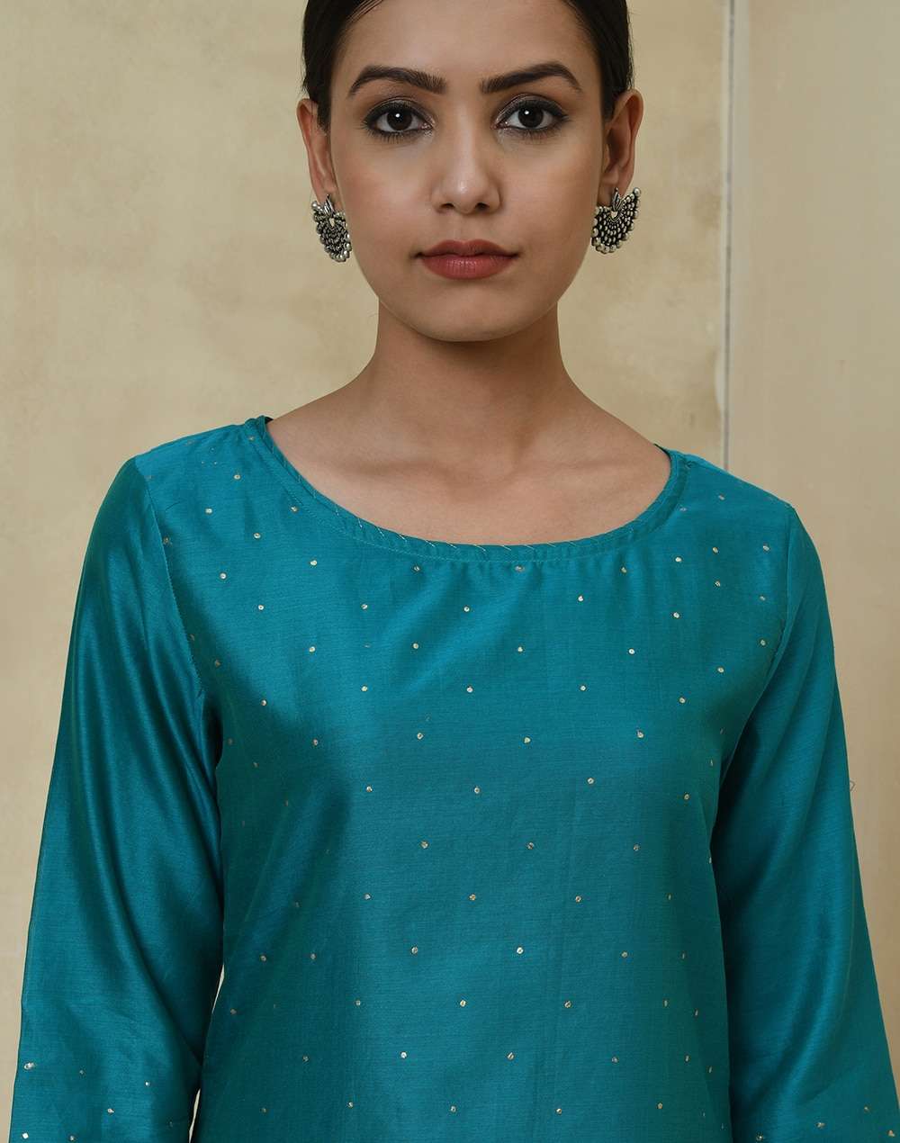 Cotton Silk Printed Slim Fit Knee Length Kurta