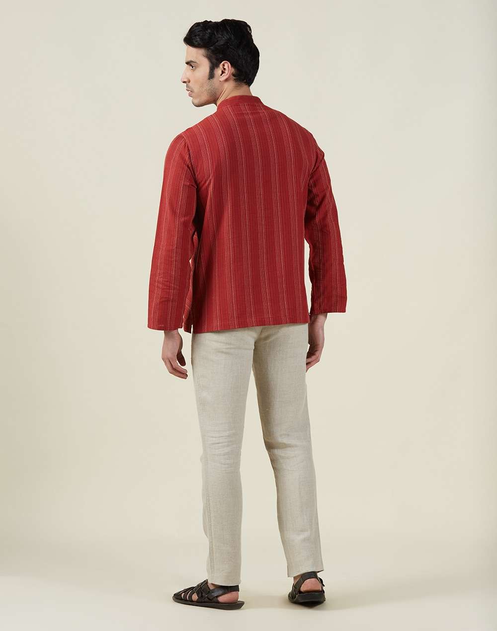 Cotton Cambric Striped Mid Placket Shirt