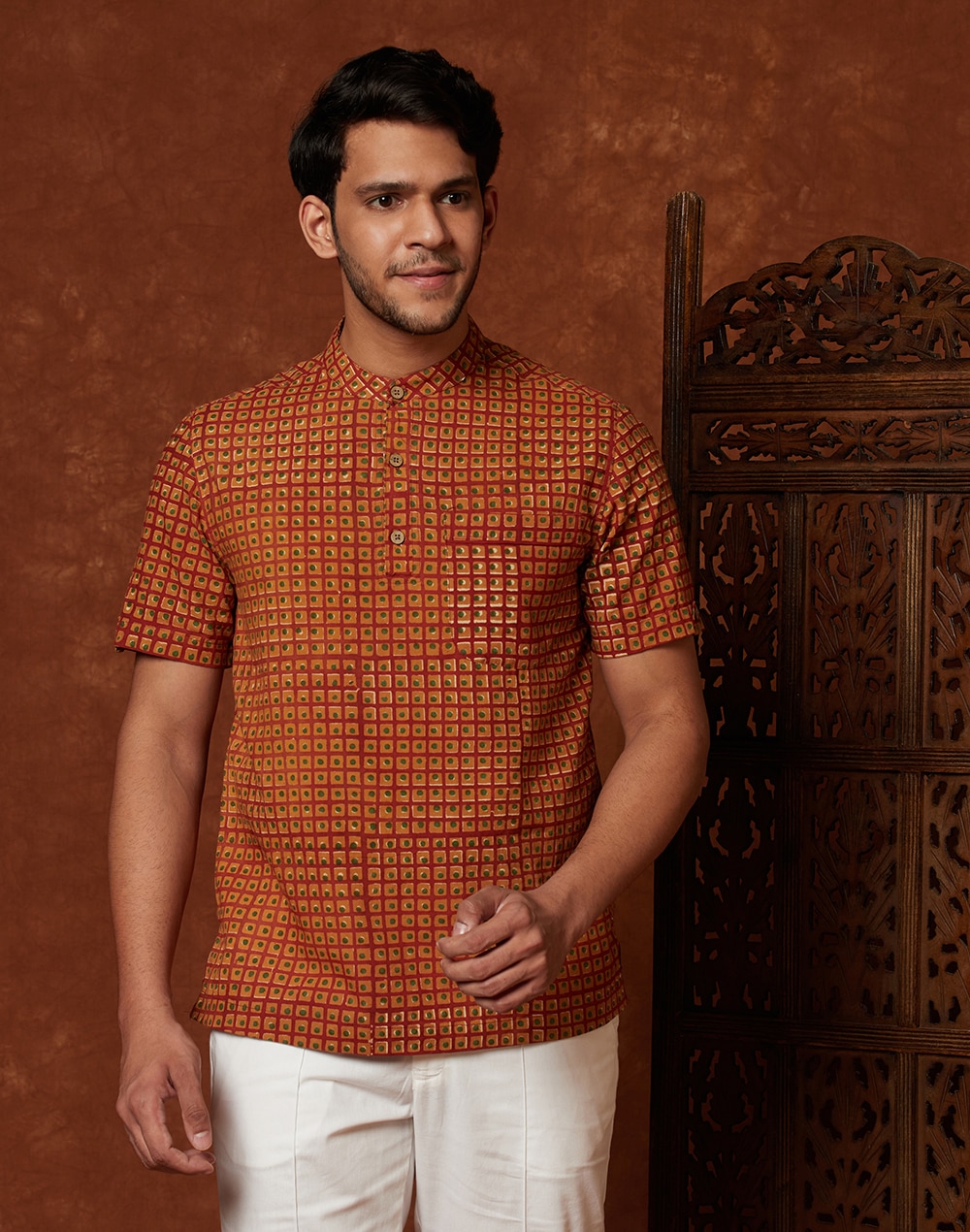 Cotton Cambric Printed Mid Placket Shirt