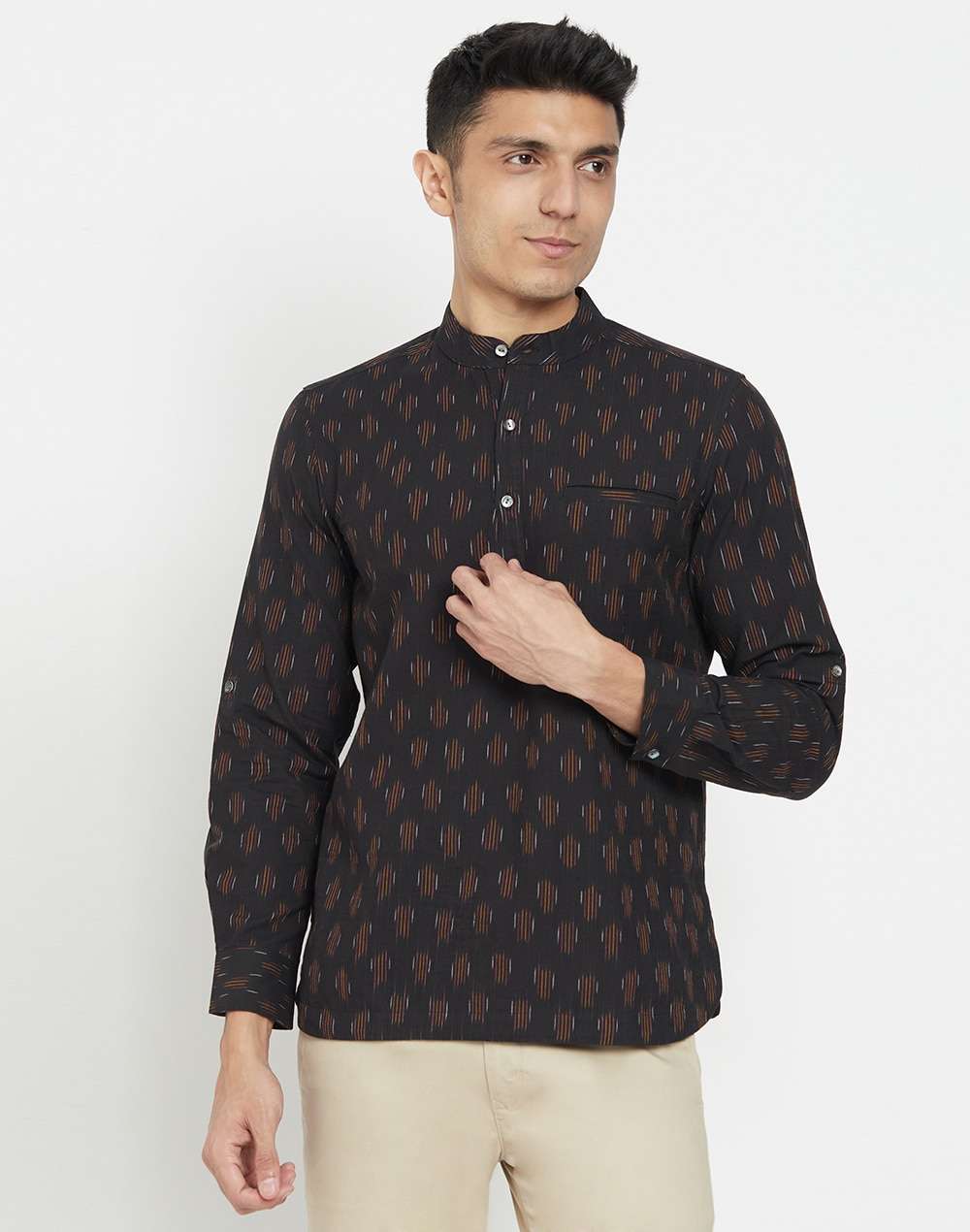 Cotton Ikat Weave Kurta Shirt