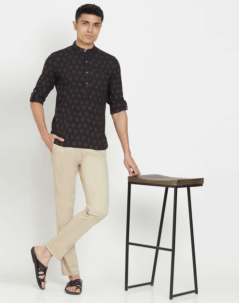 Cotton Ikat Weave Kurta Shirt