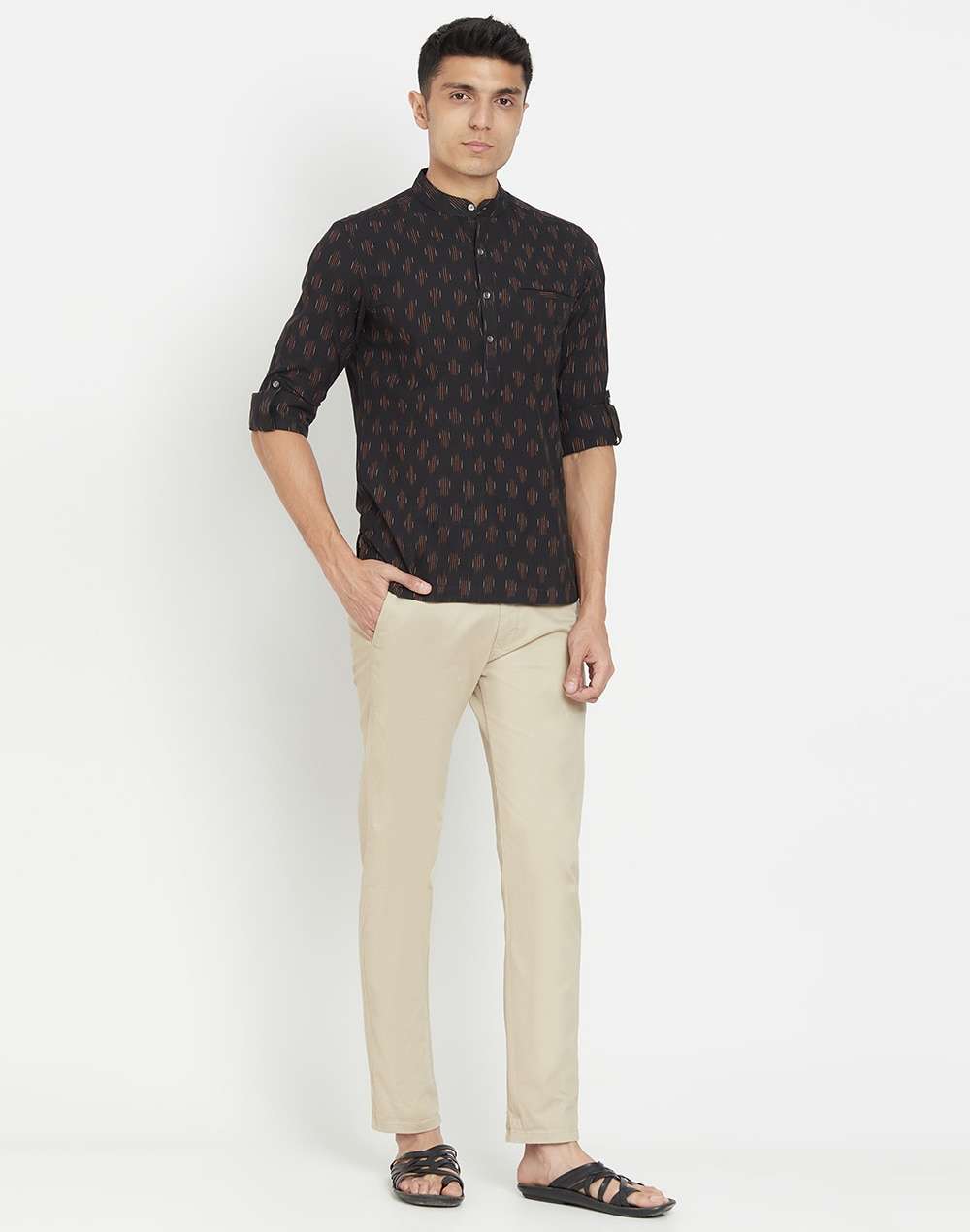 Cotton Ikat Weave Kurta Shirt