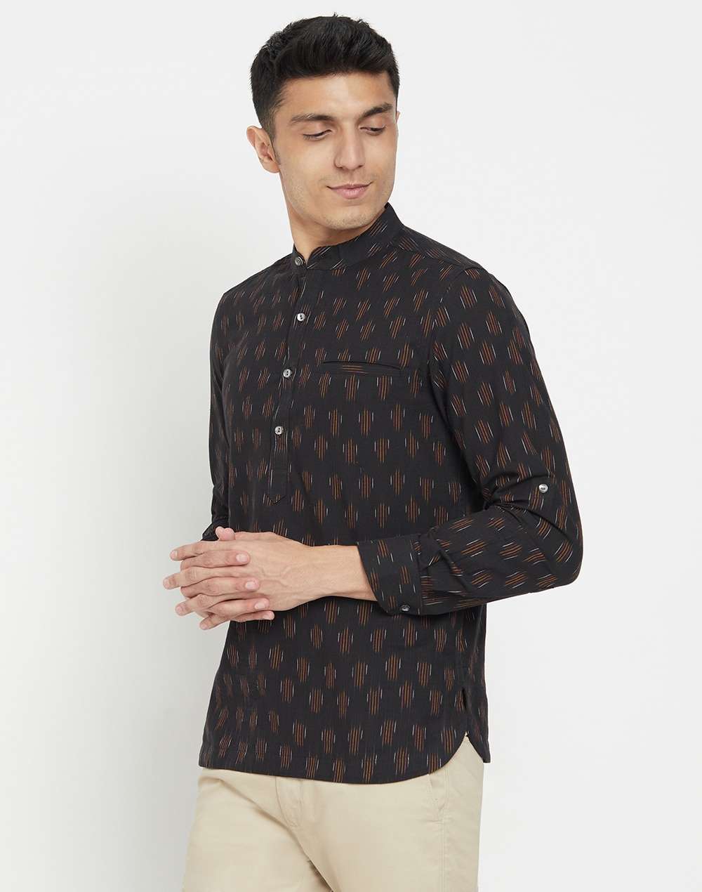 Cotton Ikat Weave Kurta Shirt