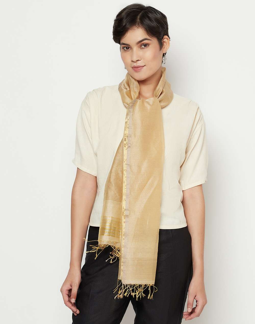 Cotton Silk Woven Maheshwari Stole