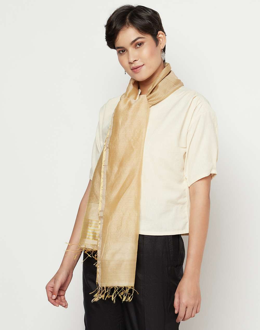 Cotton Silk Woven Maheshwari Stole