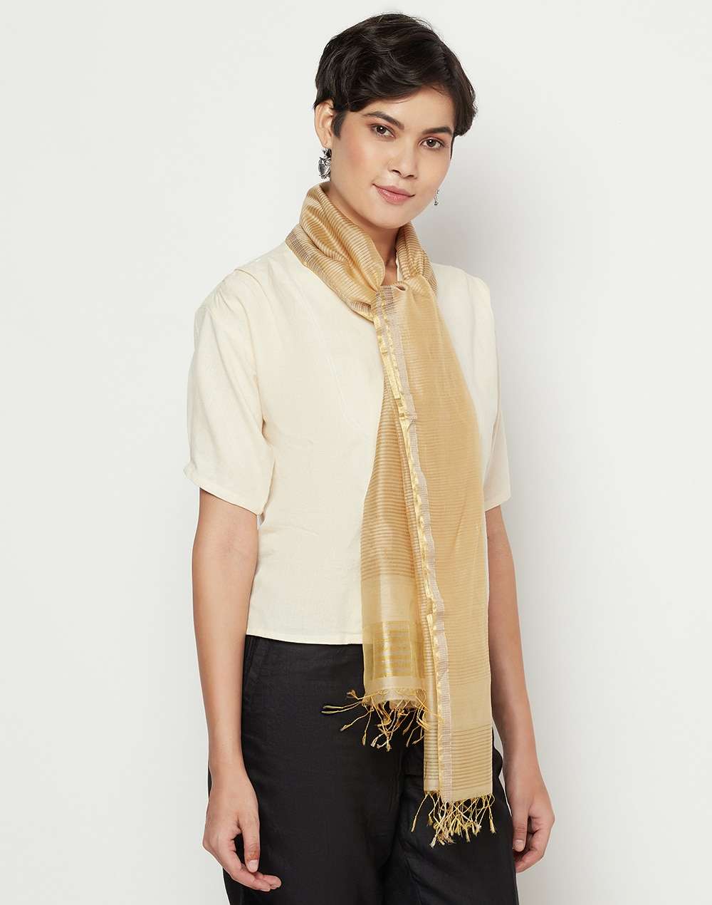 Cotton Silk Woven Maheshwari Stole