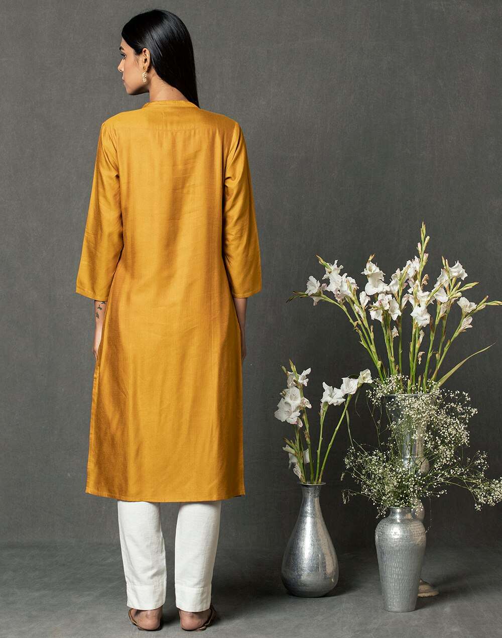 Viscose Tussar Pintuck Long Kurta