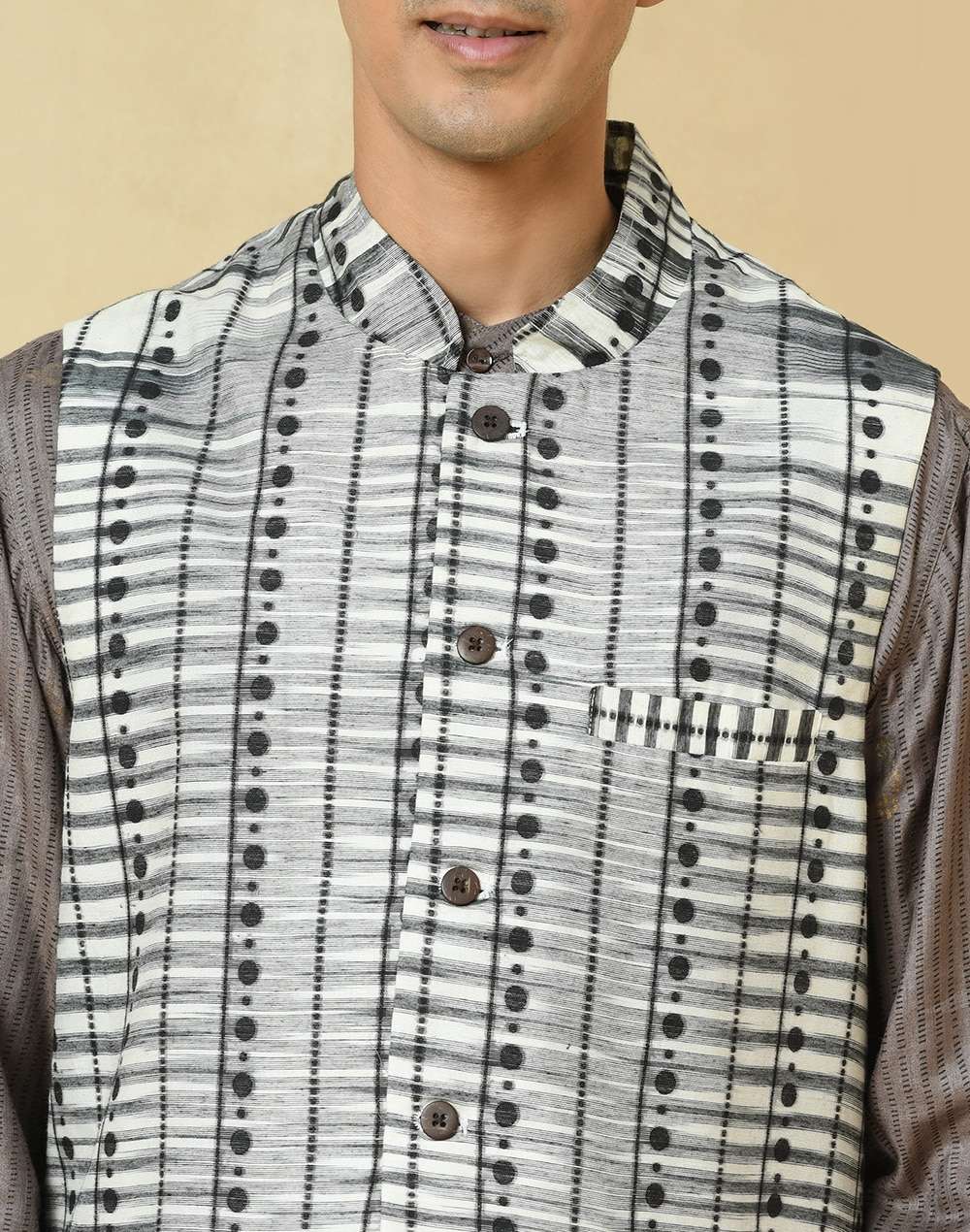 Cotton Silk Slim Fit Nehru Jacket