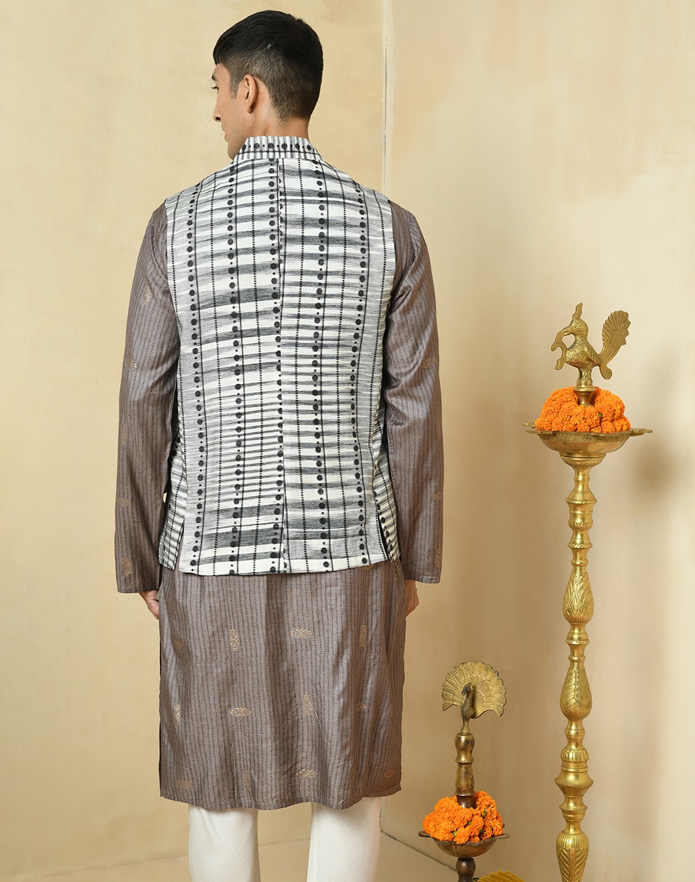 Cotton Silk Slim Fit Nehru Jacket